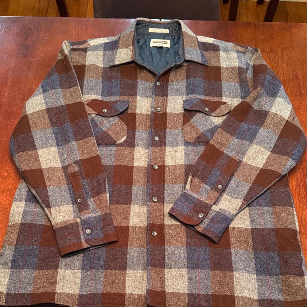 Shelter Bay by Arrow Wool Plaid lined Shacket Flannel Mens XL